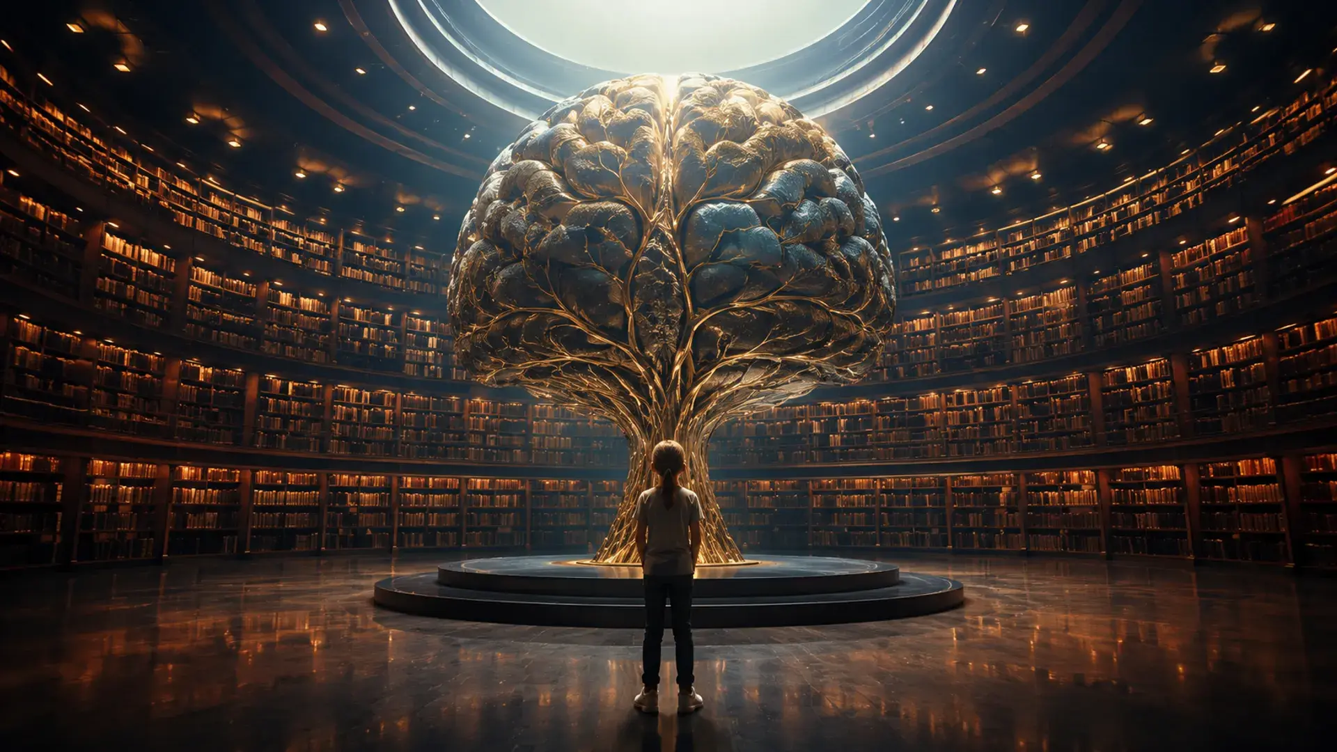 Ilustración del cerebro humano con diferentes partes destacadas